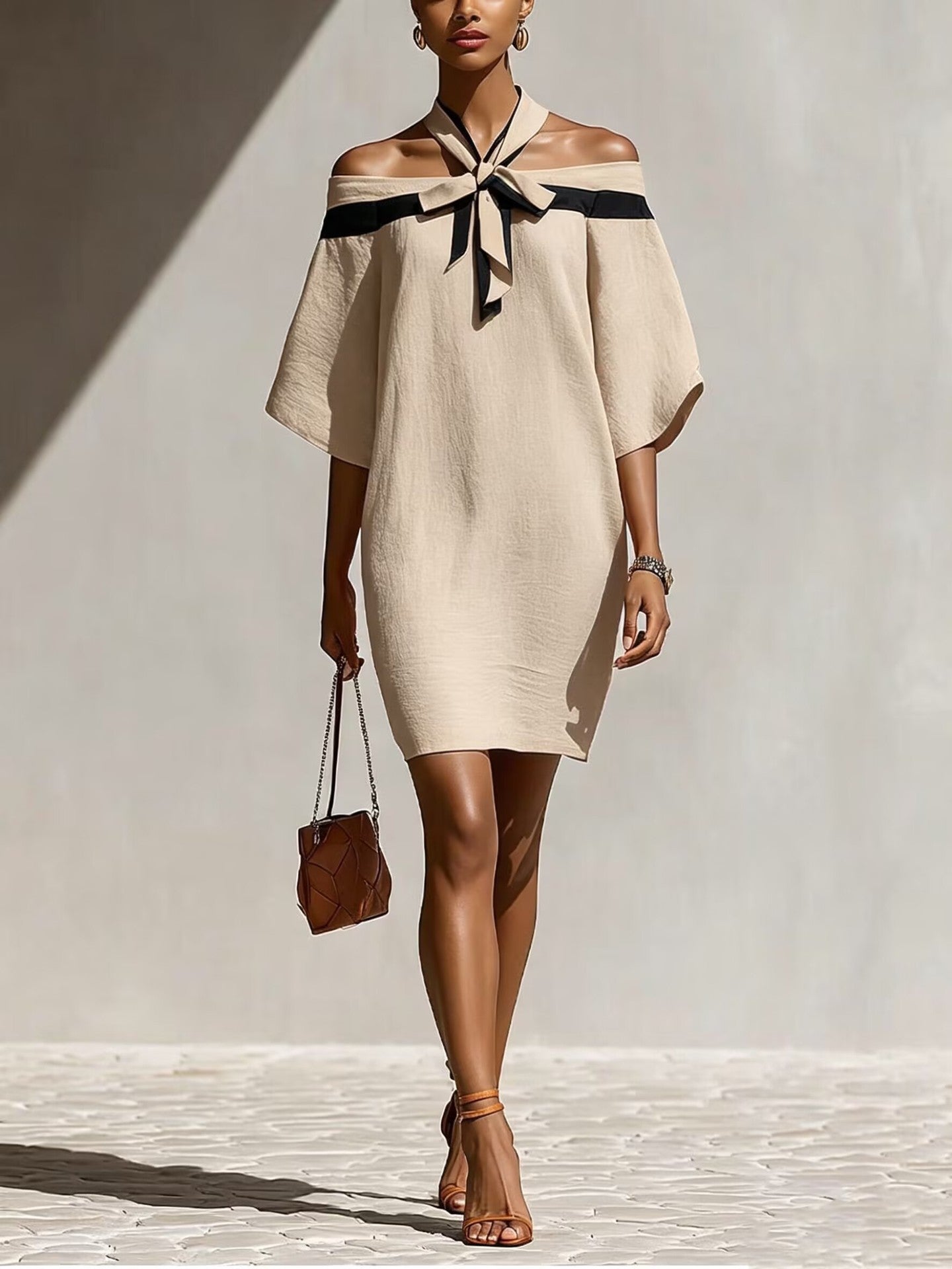 Vestido Ombro Único com Laço