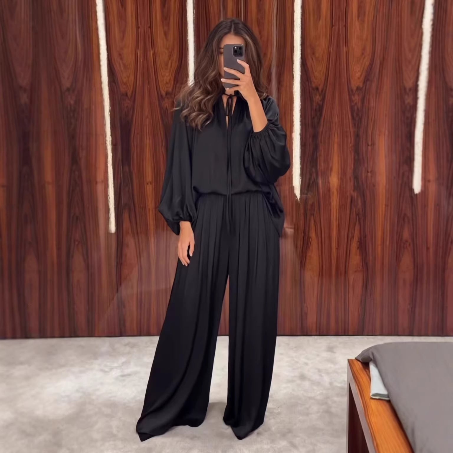 Conjunto Calça e Blusa Decote V com Amarração