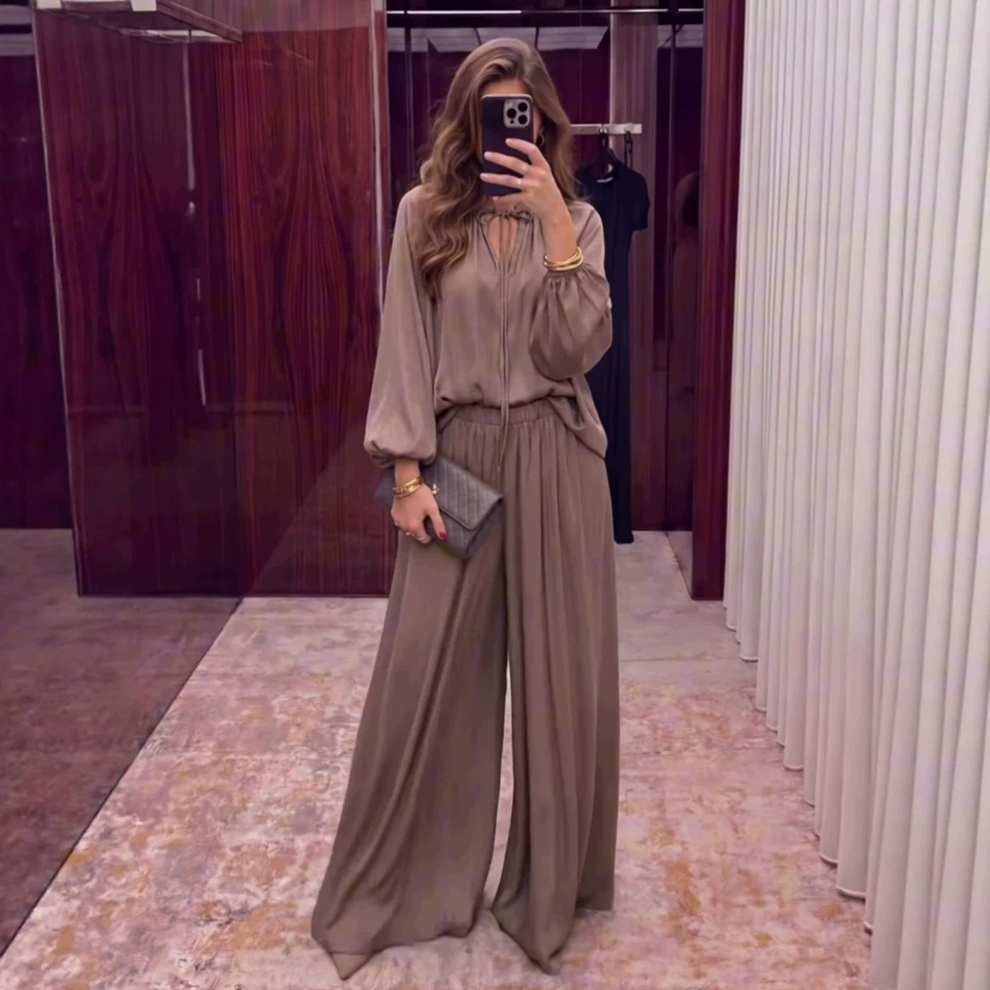 Conjunto Calça e Blusa Decote V com Amarração