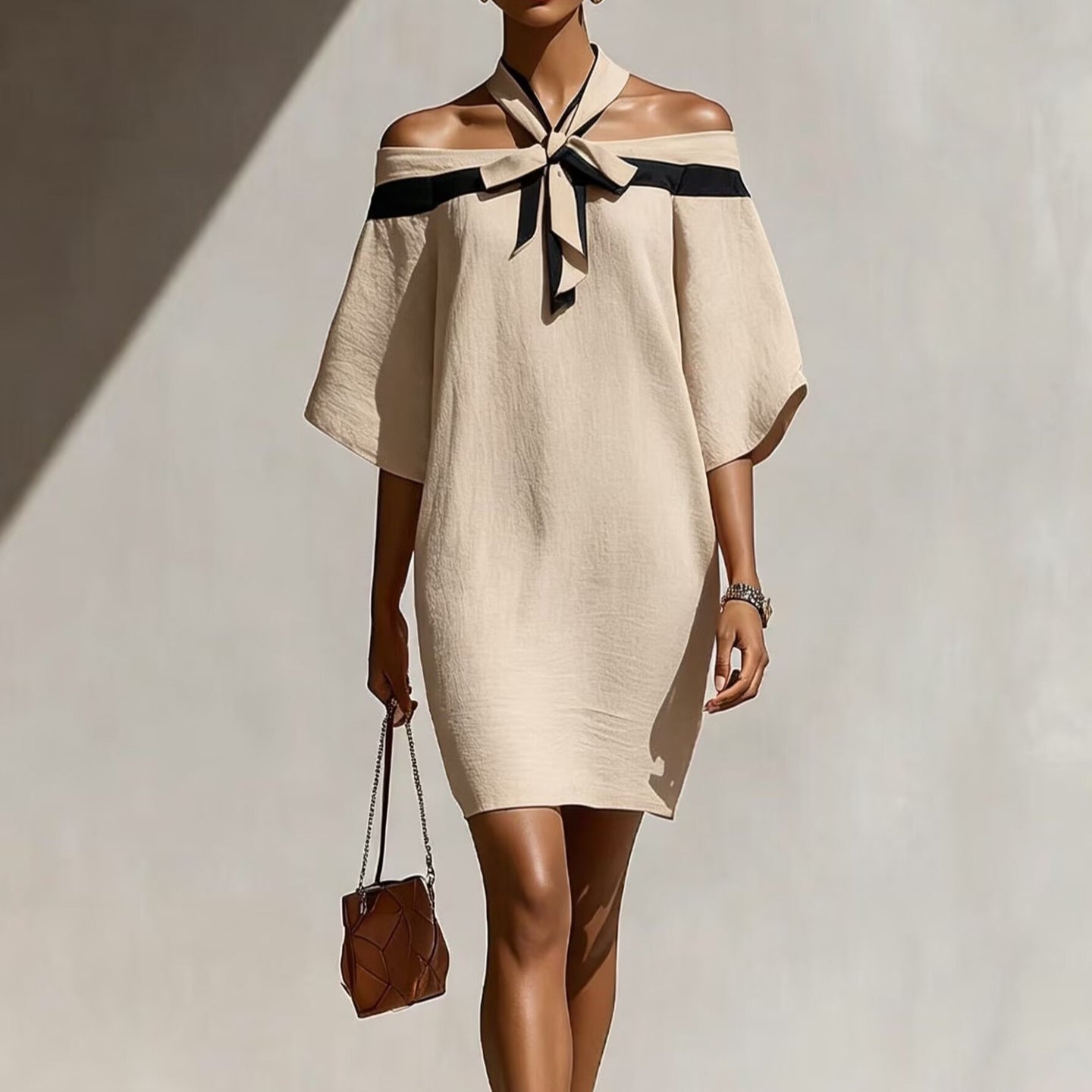 Vestido Ombro Único com Laço