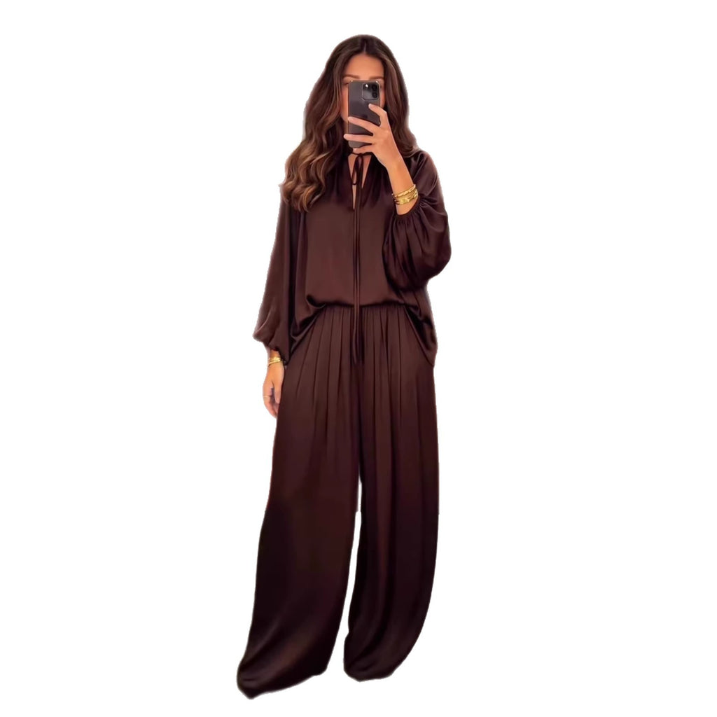 Conjunto Calça e Blusa Decote V com Amarração