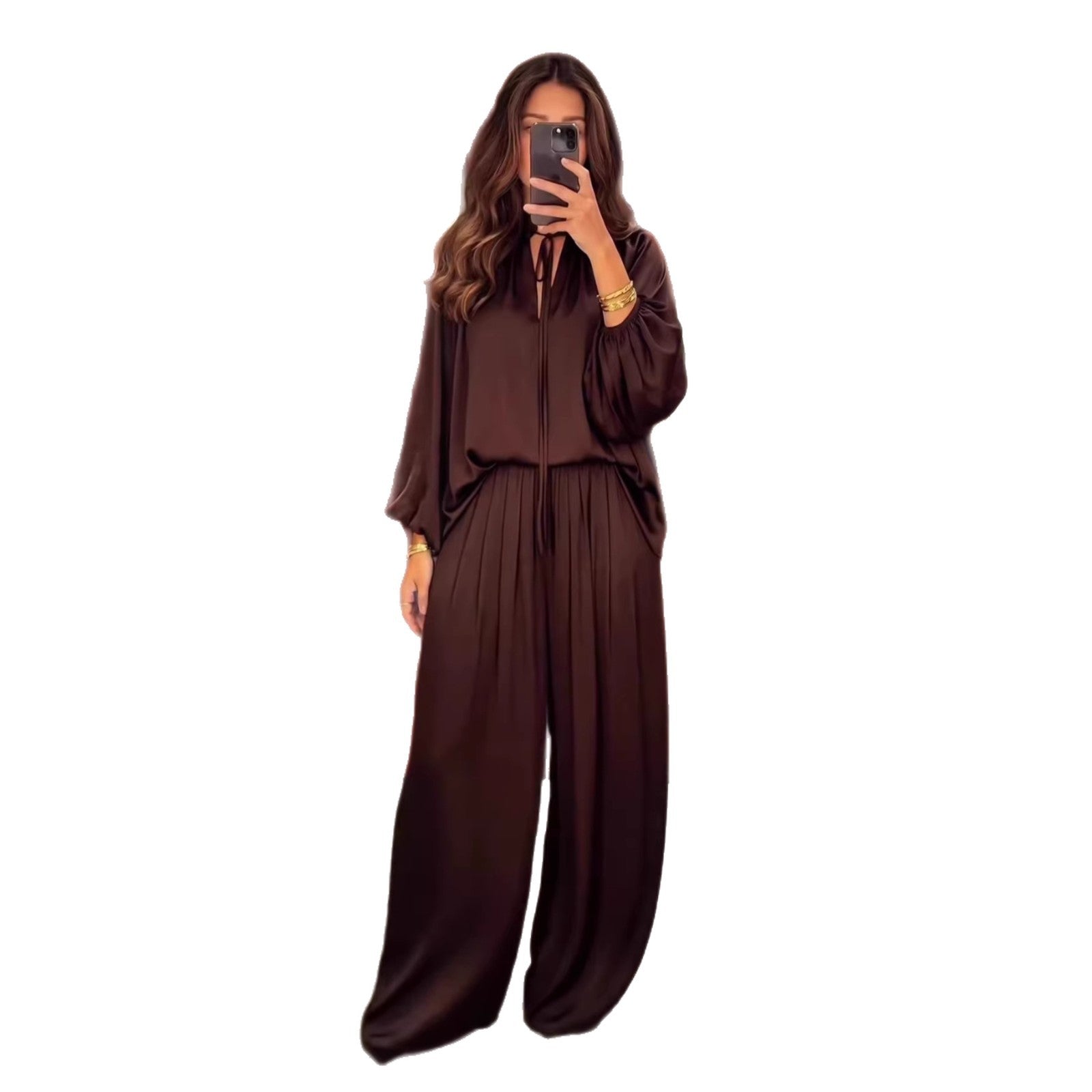 Conjunto Calça e Blusa Decote V com Amarração