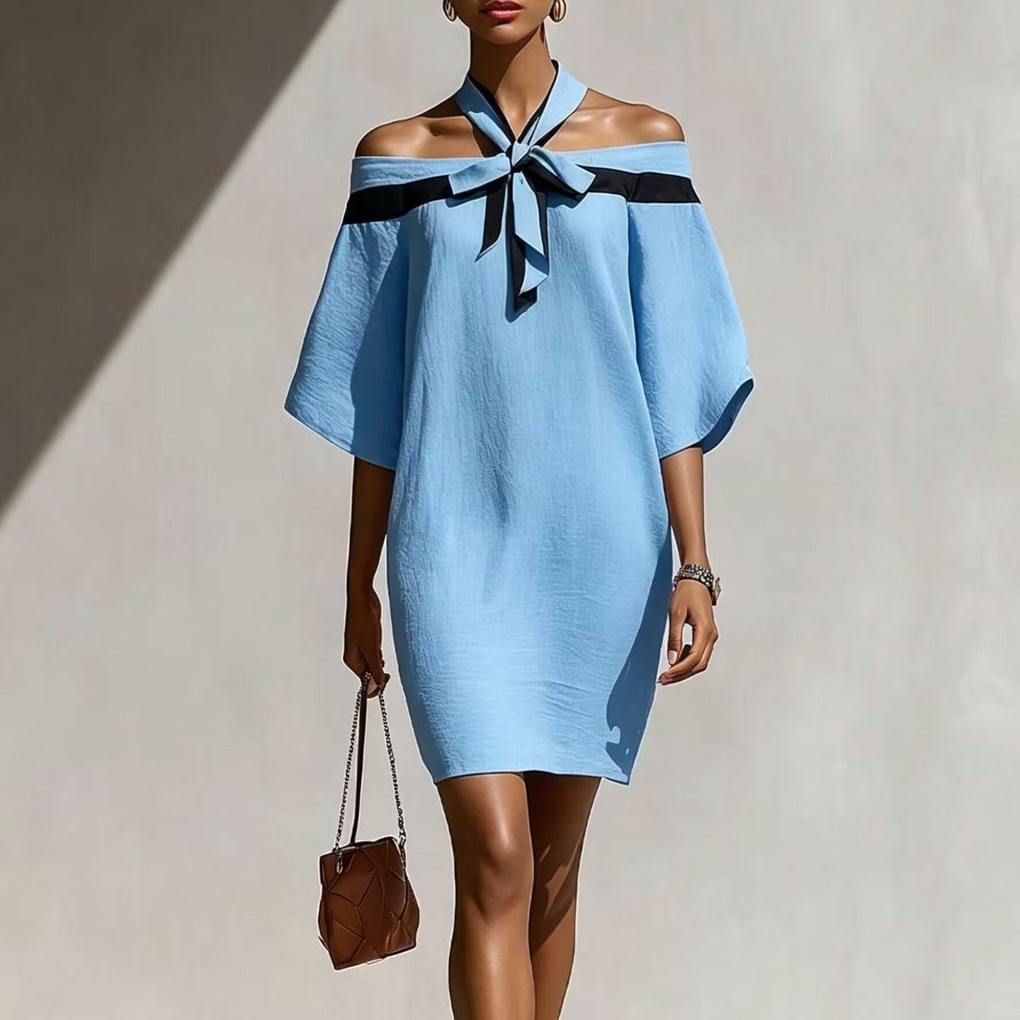 Vestido Ombro Único com Laço