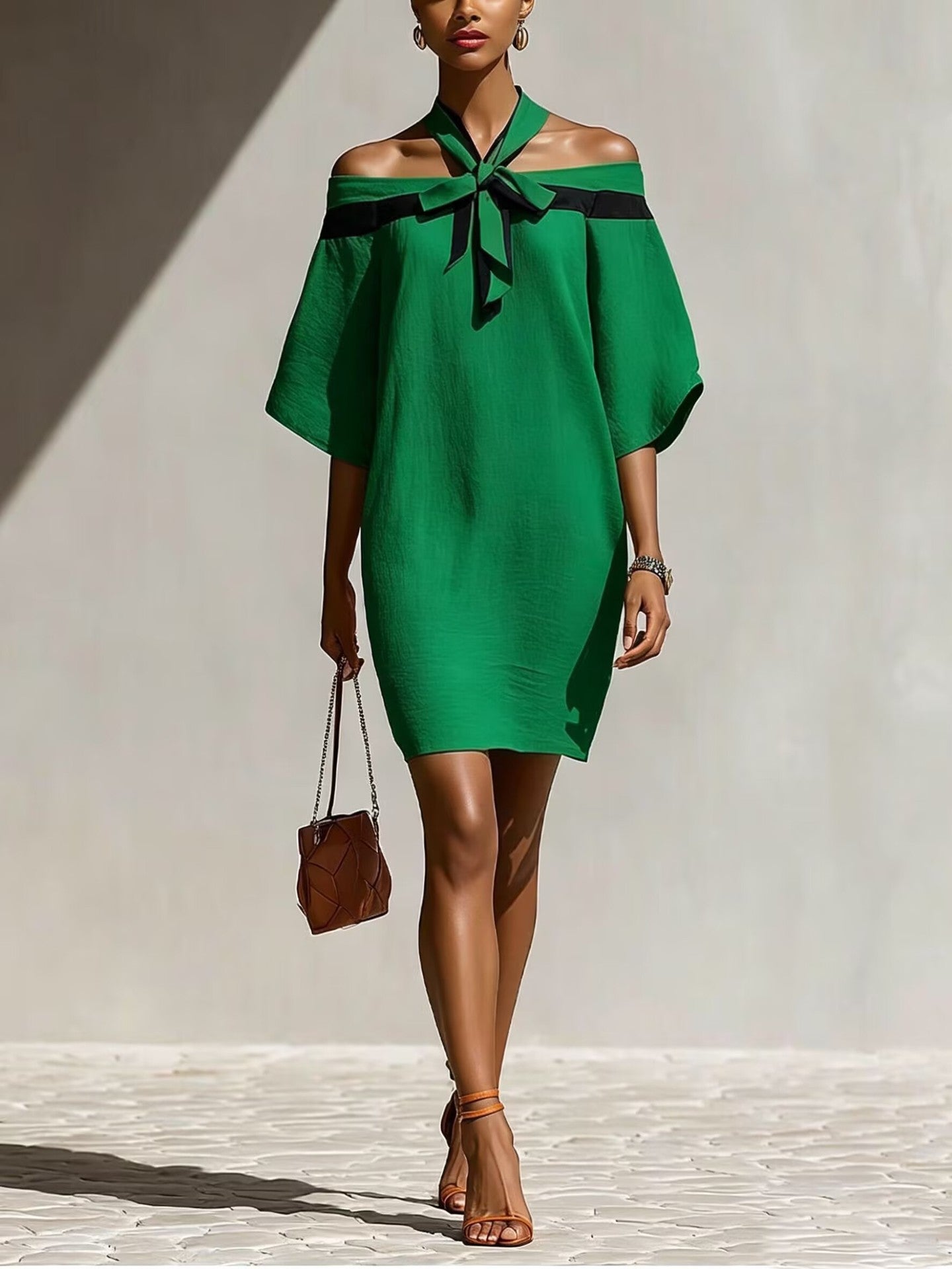 Vestido Ombro Único com Laço