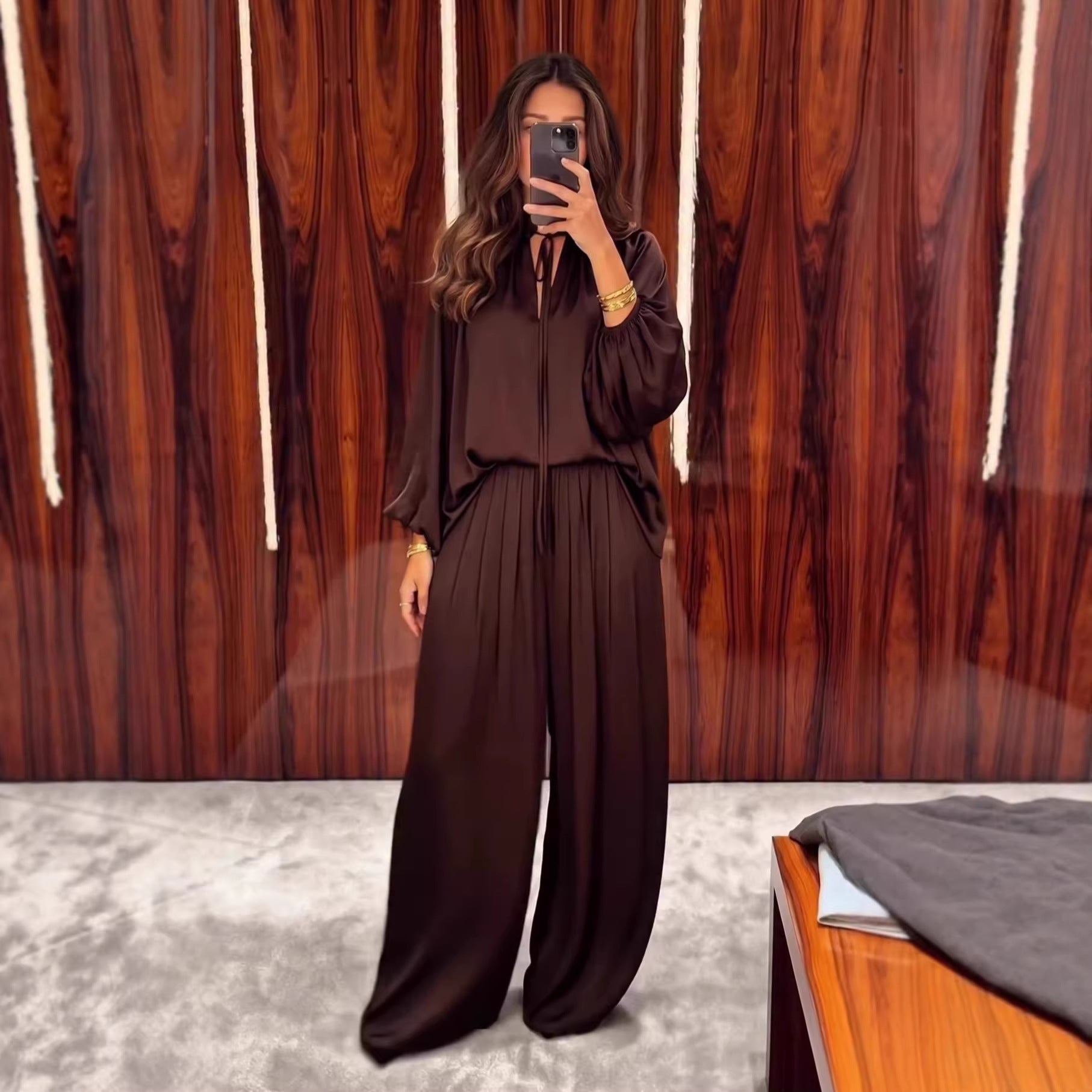 Conjunto Calça e Blusa Decote V com Amarração