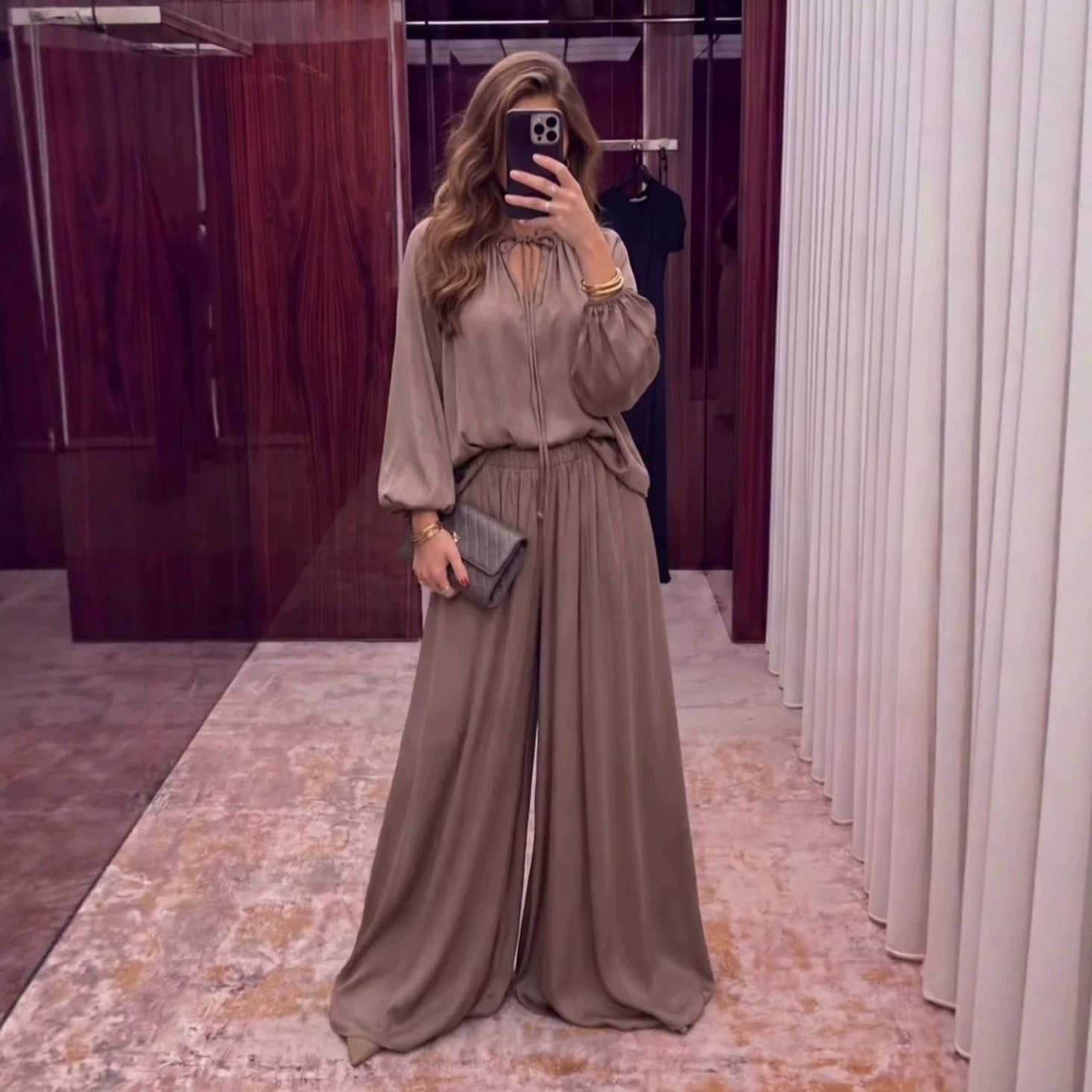 Conjunto Calça e Blusa Decote V com Amarração