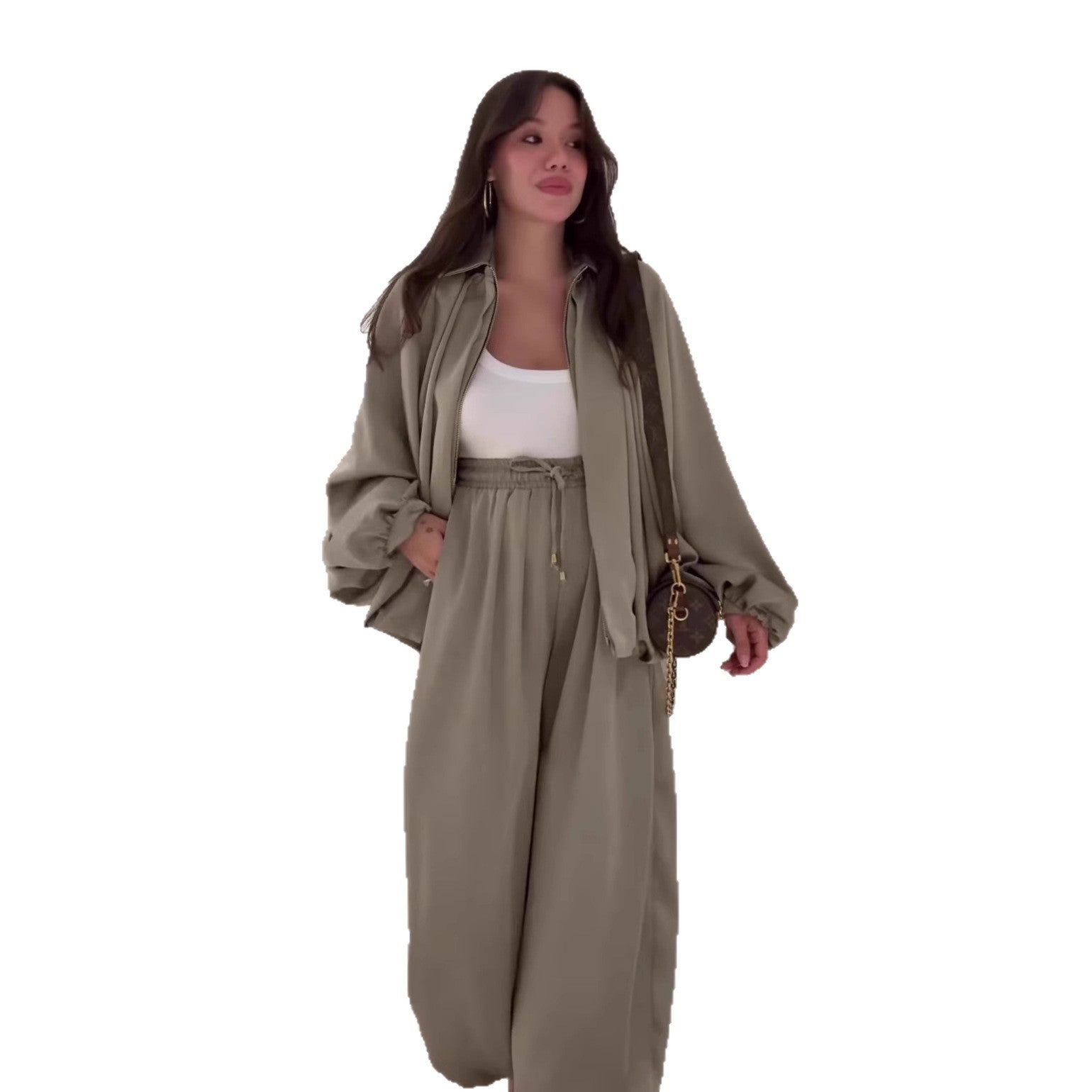 Conjunto Jaqueta Gola Virada com Calça Longa