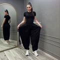 Conjunto T-shirt Manga Curta com Calça Wide Leg